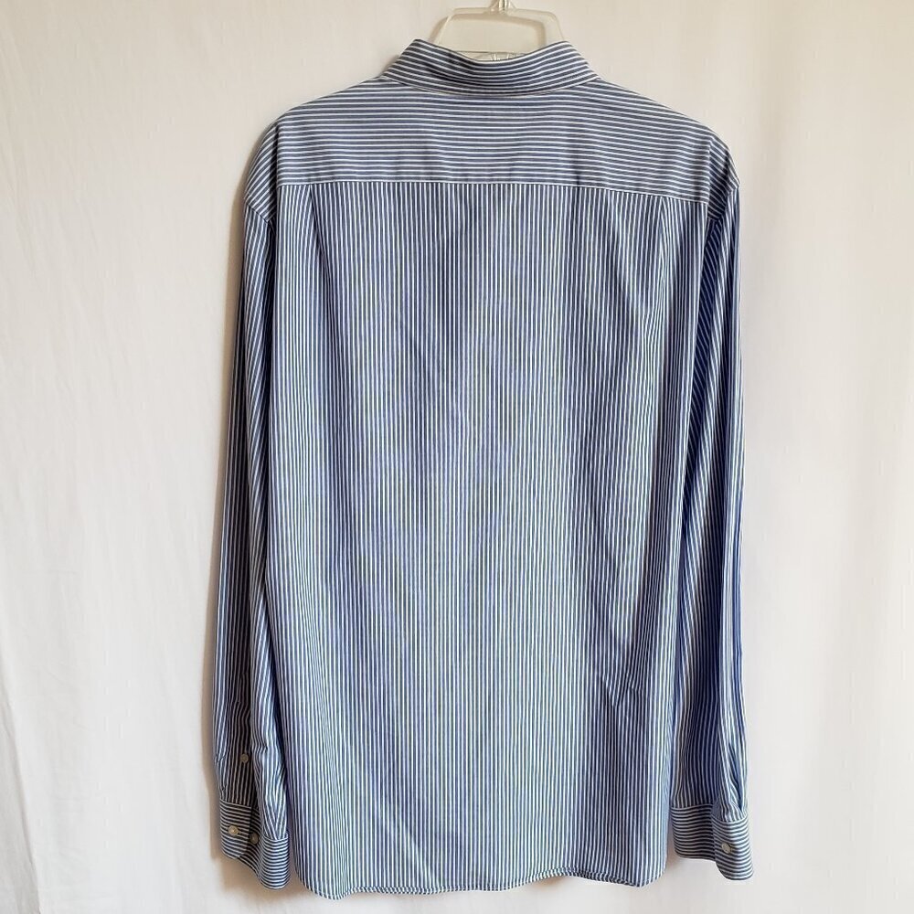 Nautica - Mens Blue and White Stripe Button Down Cotton Shirt.  Size Large - Picture 2 of 7